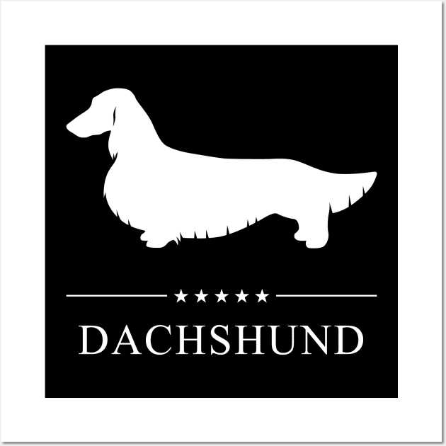 Longhaired Dachshund Dog White Silhouette Wall Art by millersye